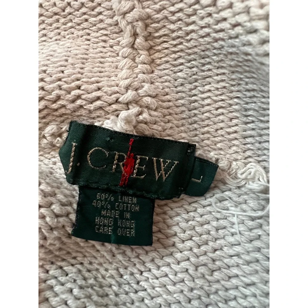 J.Crew VTG women's Linen Cotton Blend Roll Neck Raglan Sweater Oatmeal Large - Picture 4 of 5